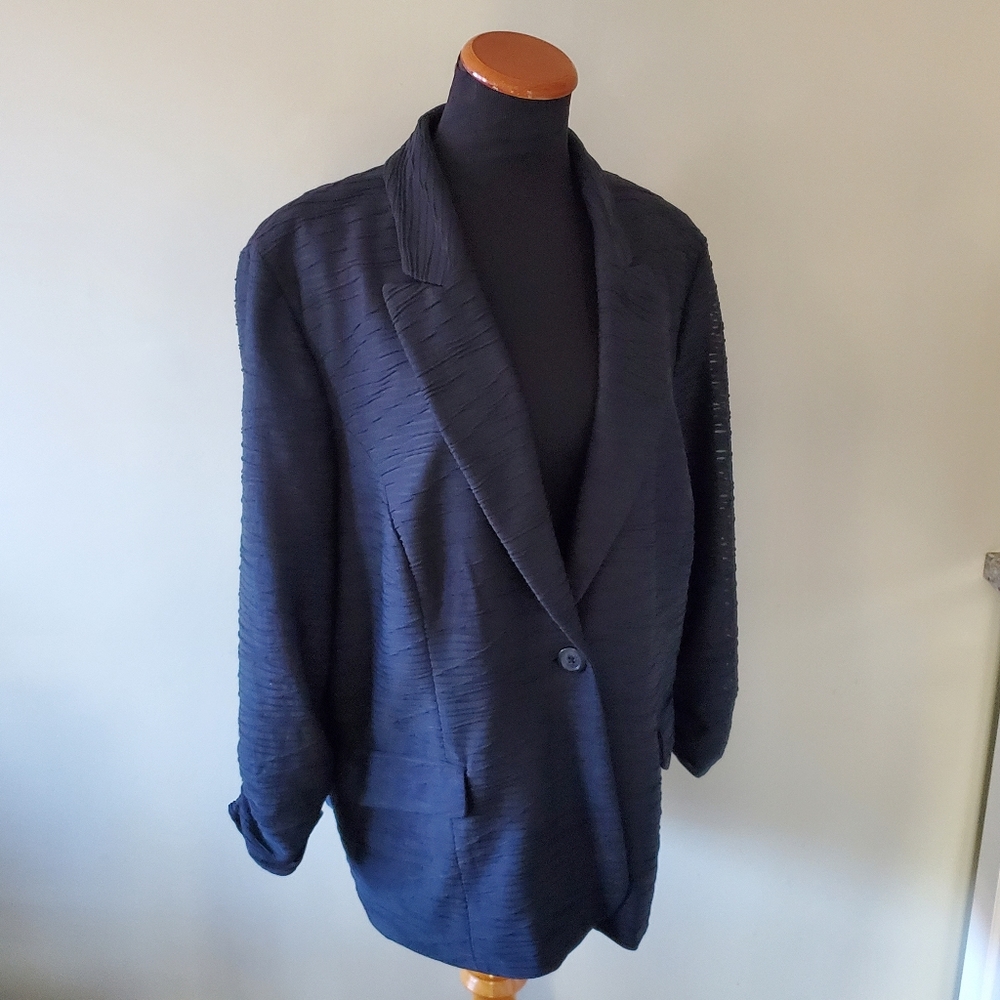 Chico's XL Modern Contemporary Whimsigoth Romantic Illusion Sleeve Blazer - Picture 10 of 14